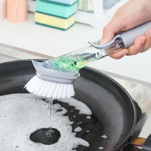 Long Handle Dishwasher Brush Soap Dispensing